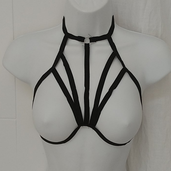 New Sexy Strappy Harness Cage Bra choker BDSM L - Picture 2 of 4